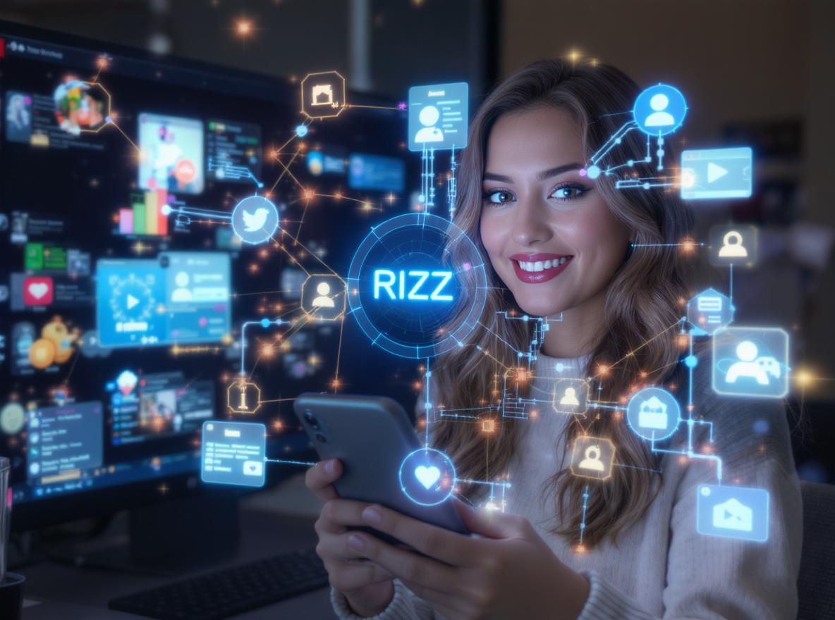 Young woman analyzing her dating profile on smartphone with AI optimization - profile improvement and better matches